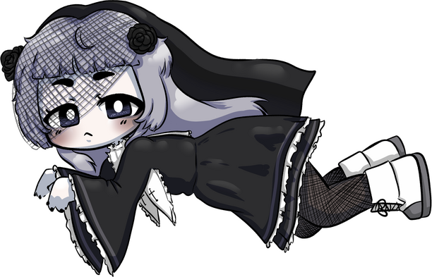 Chibi illustration for postcard design for streamer Lenore apRhys