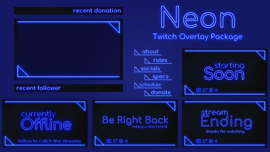 Neon Twitch Overlay Package