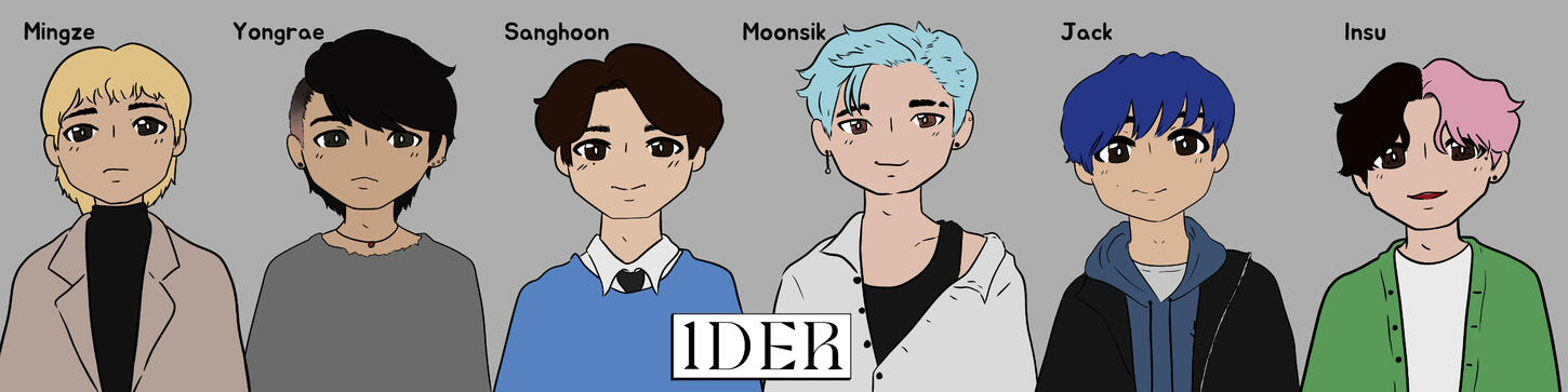 Character designs for fake boy group